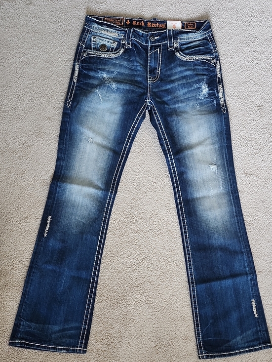 Rock Revival Other - Rock Revival Faded Distressed Jeans - Dark Blue